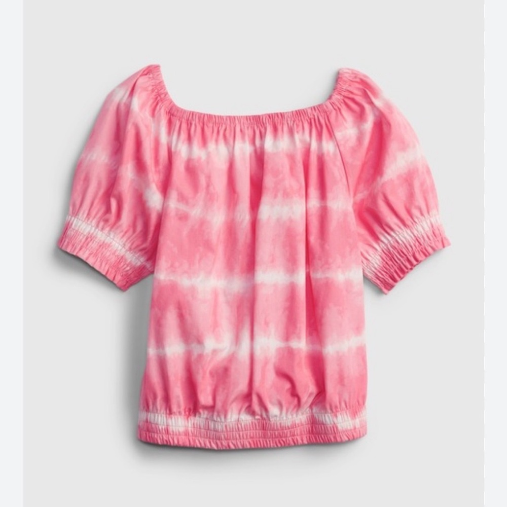 GAP Kids | Pink White Tie-Dye Off-Shoulder Peasant Blouse, Girls Size M